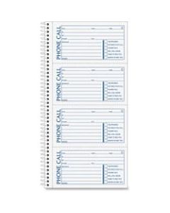 TOPS Second Nature Spiralbound Phone Call Book, 2-Part, 5 1/2in x 11in, 60% Recycled, White/Blue