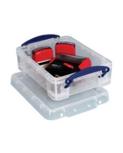 Really Useful Box Plastic Storage Container With Built-In Handles And Snap Lid, 1.75 Liters, 9 1/2in x 7in x 3in, Clear