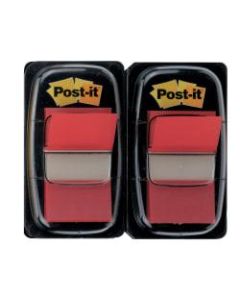 Post-it Notes Flags, 1in x 1-7/10in, Red, 50 Flags Per Pad, Pack Of 2 Pads