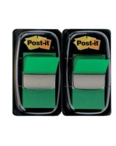 Post-it Flags, 1in x 1 -11/16in, Green, 50 Flags Per Pad, Pack Of 2 Pads