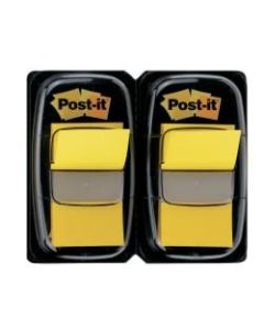 Post-it Notes Flags, 1in x 1-7/10in, Yellow, 50 Flags Per Pad, Pack Of 2 Pads