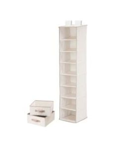 Honey-Can-Do 8-Shelf Hanging Vertical Closet Organizer With 2-Pack Drawers, 54inH x 12inW x 12inD, Natural
