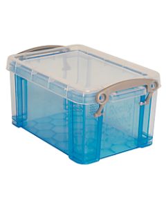 Really Useful Box Plastic Storage Container With Built-In Handles And Snap Lid, 1.6 Liters, 7 1/2in x 5 1/4in x 4 1/4in, Blue