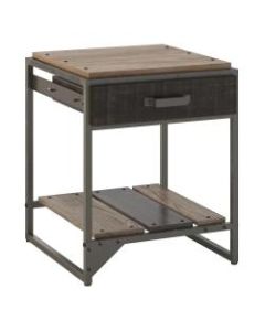 Bush Furniture Refinery End Table With Drawer, Rustic Gray/Charred Wood, Standard Delivery