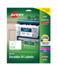 Avery Durable Permanent ID Labels, AVE6793, 2in x 2 5/8in, White, Pack Of 120