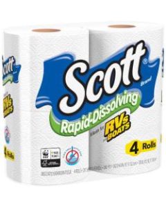 Scott Rapid-Dissolving Toilet Paper - White - Soft, Absorbent, Septic Safe, Clog Safe - For Skin - 48 / Carton