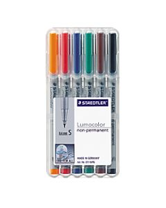 Staedtler Lumocolor 80% Recycled Nonpermanent Markers, Ultra Fine, Assorted Colors, Pack Of 6