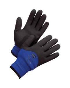 NORTH Northflex Coated Cold Grip Gloves - Weather Protection - Medium Size - Nylon Shell, Polyvinyl Chloride (PVC) Palm, Polyamide, Synthetic Liner, Foam - Blue, Black - Heavyweight, Insulated, Flexible, Shock Absorbing, Vibration Resistant, Liquid Proof