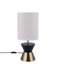 Southern Enterprises Nichols Table Lamp, 18inH, White Shade/Black And Antique Brass Base