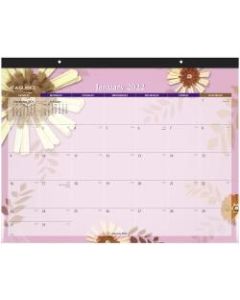 AT-A-GLANCE Monthly Desk Pad, 21-3/4in x 17in, Paper Flowers, January To December 2022, 5035