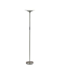 Adesso Solar LED Floor Lamp, 70-1/2inH, Frosted Shade/Brushed Steel Base