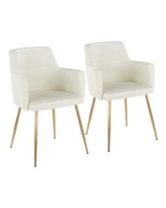 LumiSource Andrew Dining Chairs, Gold/Cream, Set Of 2 Chairs