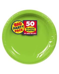 Amscan Round Plastic Plates, 10-1/2in, Kiwi Green, Pack Of 50 Plates