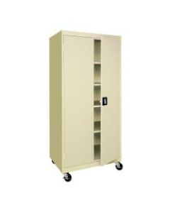 Sandusky Mobile Steel Storage Cabinet, 78inH x 36inW x 24inD, Putty