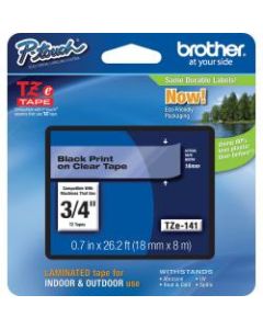 Brother TZe-141 Black-On-Clear Tape, 0.75in x 26.2ft
