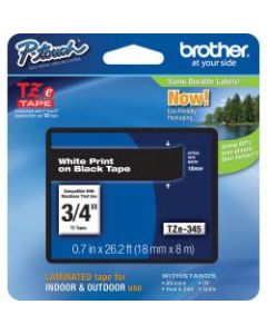 Brother TZe-345 White-On-Black Tape, 0.75in x 26.2ft
