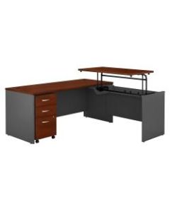 Bush Business Furniture Components 72inW 3 Position Sit to Stand L Shaped Desk with Mobile File Cabinet, Hansen Cherry/Graphite Gray, Standard Delivery