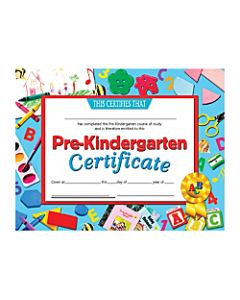 Hayes Publishing Pre-Kindergarten Certificate, 8-1/2in X 11in, Pack Of 30