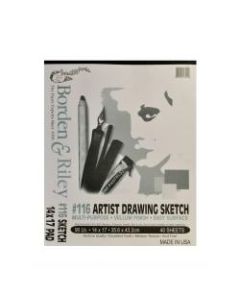 Borden & Riley #116 Artist Drawing/Sketch Vellum Pads, 14in x 17in, 40 Sheets Per Pad, Pack Of 2 Pads
