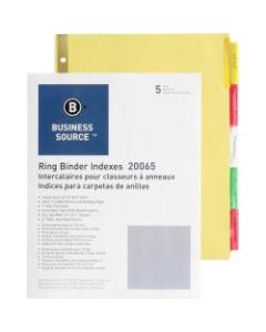 Business Source Reinforced Insertable Tab Indexes - 5 Tab(s)2in Tab Width - 8.5in Divider Width x 11in Divider Length - Letter - 3 Hole Punched - Buff Divider - Manila Tab(s) - 5 / Set