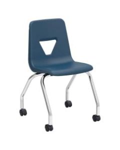 Lorell Classroom Mobile Chairs, 18inH Seat, Navy/Chrome, Set Of 2