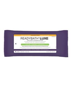 ReadyBath LUXE Total Body Cleansing Heavyweight Washcloths, Antibacterial, Scented, 8in x 8in, White, 8 Washcloths Per Pack, Case Of 24 Packs