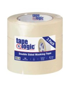 Tape Logic Double-Sided Masking Tape, 3in Core, 1.5in x 108ft, Tan, Case Of 3