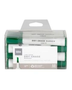 Office Depot Brand 100% Recycled Low-Odor Dry-Erase Markers, Chisel Point, Green, Pack Of 12
