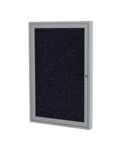 Ghent 1-Door Enclosed Recycled Rubber Bulletin Board, 24in x 18in, Confetti Satin Aluminum Frame