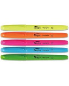 Integra Pen Style Fluorescent Highlighters - Chisel Point Style - Assorted - 5 / Set