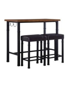 Linon Home Decor Products Calhoun 3-Piece Pub Set, Brown/Black