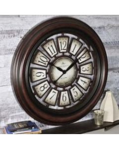FirsTime Majestic Hollow Wall Clock, 29in x 2in, Aged Espresso