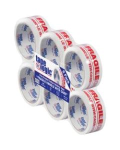 Tape Logic Fragile Handle With Care Preprinted Carton Sealing Tape, 3in Core, 2in x 55 Yd., Red/White, Case Of 6