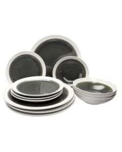 Gibson Elite Clementine 12-Piece Dinnerware Set, Gray