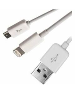 4XEM USB To Lightning and Micro USB Cable For iPhone/iPod/iPad/Galaxy - Lightning/USB for iPhone, iPad, iPod, Cellular Phone, Camera - 8in - 1 x Type A Male USB - 1 x Male Micro USB, 1 x Lightning Male Proprietary Connector