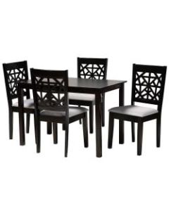 Baxton Studio Jackson 5-Piece Dining Set, 29-1/8inH x 43-5/16inW x 27-9/16inD, Gray/Espresso