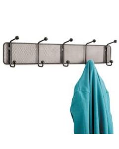 Safco Onyx Steel Mesh 5-Hook Wall Rack, 5-1/2inH x 26-3/4inW x 3inD, Black