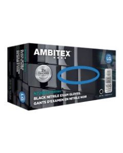 Ambitex Disposable Powder-Free Nitrile Gloves, Exam, Large, Black, Case Of 1,000