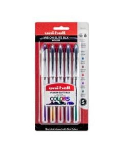 uni-ball Vision Elite BLX Series Rollerball Pens, Bold Point, 0.8 mm, Assorted Ink Colors, Pack Of 5 Pens