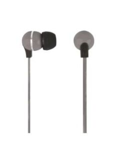 Ativa Plastic Earbud Headphones with Flat Cable, Gray