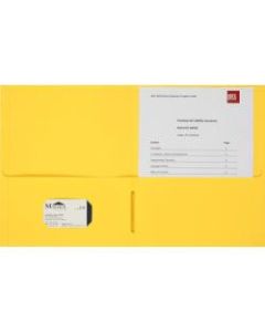 Business Source 8-1/2x11 Double Pocket Portfolio - Letter - 8 1/2in x 11in Sheet Size - 125 Sheet Capacity - Inside Front & Back Pocket(s) - Paper Stock - Yellow - 25 / Box