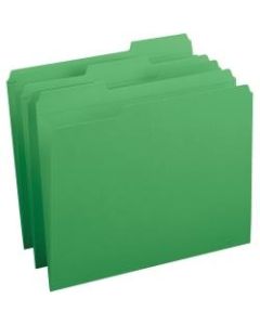 Business Source Reinforced Tab Colored File Folders - Green - 100 / Box