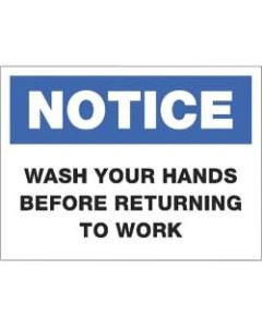Lorell Notice Wash Hands Sign, 8in x 6in, White