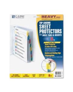 C-Line Top-Loading Sheet Protectors With Tab Inserts, 8 1/2in x 11in, 8-Tab, Assorted Colors