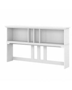 Bush Furniture Salinas 60inW Hutch For L-Shaped Desk, Shiplap Gray/Pure White, Standard Delivery