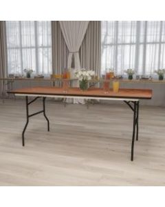 Flash Furniture Rectangular Wood Folding Banquet Table, 30inH x 36inW x 72inD, Natural/Black