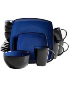Gibson Home Soho Lounge 16-Piece Dinnerware Set, Blue/Black