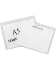 C-Line Pin Style Name Badge Holder Kit - Folded Holders with Inserts, 4 x 3, 100/BX, 94043
