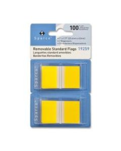 Sparco Removable Standard Flags In Pop-Up Dispenser, 1 3/4in x 1in, Yellow, Pack Of 100