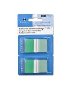 Sparco Removable Standard Flags In Pop-Up Dispenser, 1 3/4in x 1in, Green, Pack Of 100